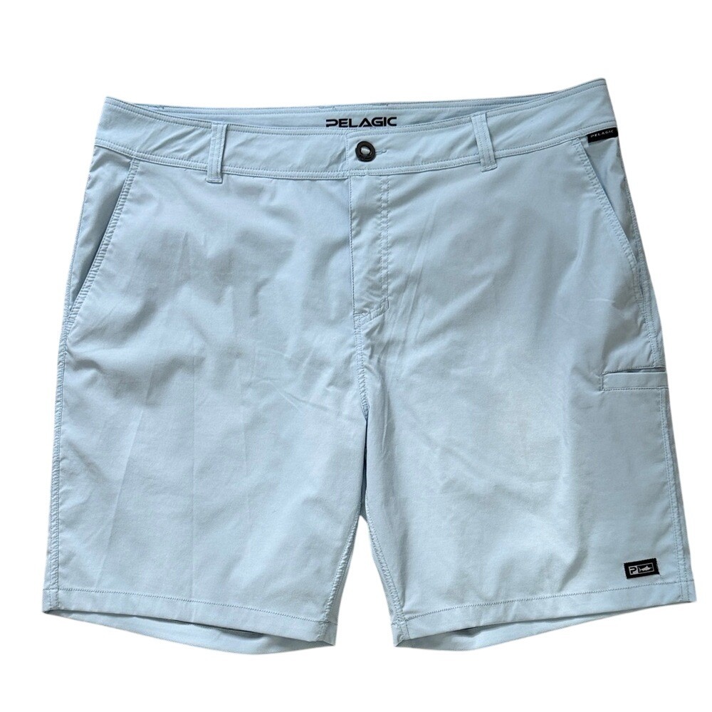 Pelagic High Performance Men Fishing Shorts Light Blue Size 38 Quick Dry Stretch